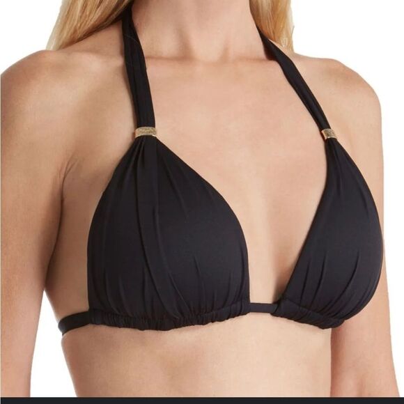Ralph Lauren black bikini top gold hardware beach club 8 - Picture 1 of 6